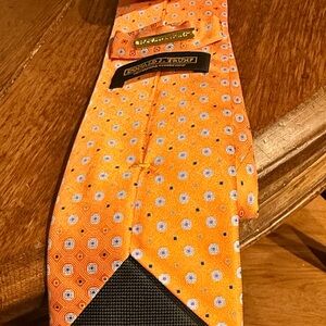 Bright Orange Geometric Silk Tie